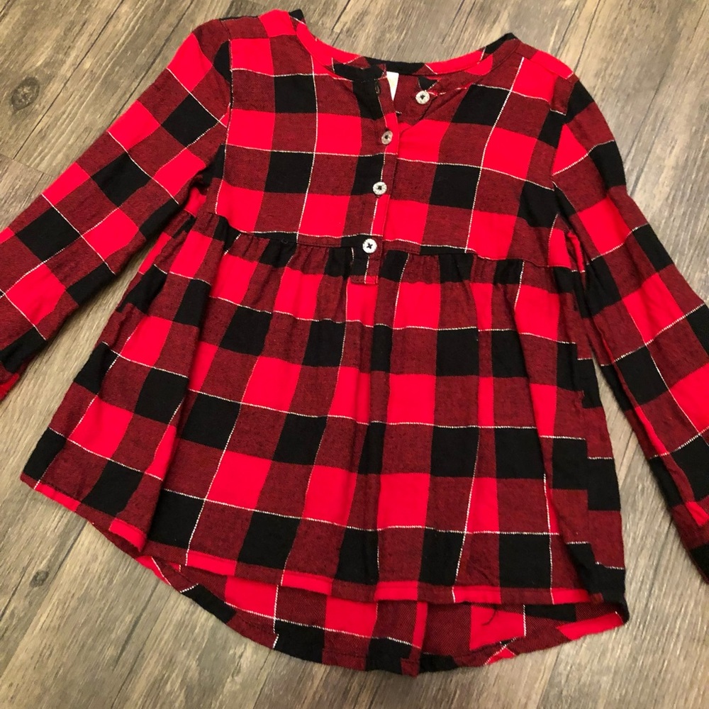 Girls Black & Red Buffalo Check Plaid Flannel size 4T